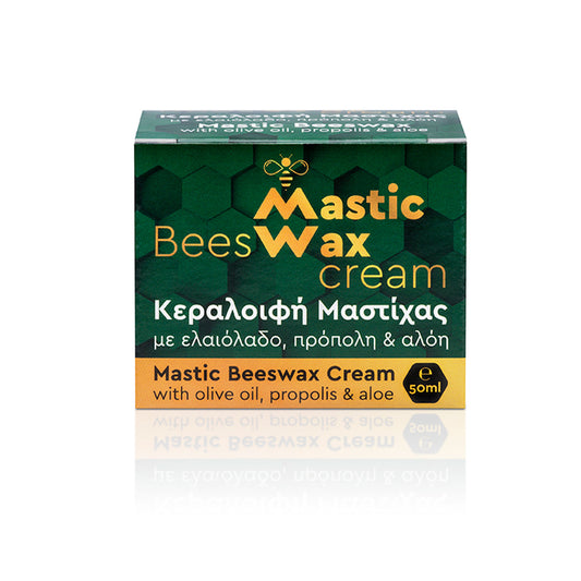 Mastic beeswax balm with organic olive oil in a 50 ml box