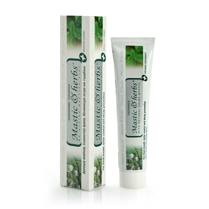 Toothpaste with mastic and organic spearmint